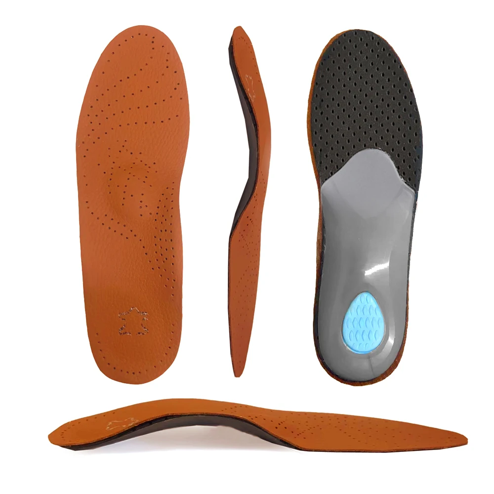Classical Footwear Arch Support Insoles Anti Odor Bacterial Leather Mens Dress Shoes Insole Business Gifts HA01016