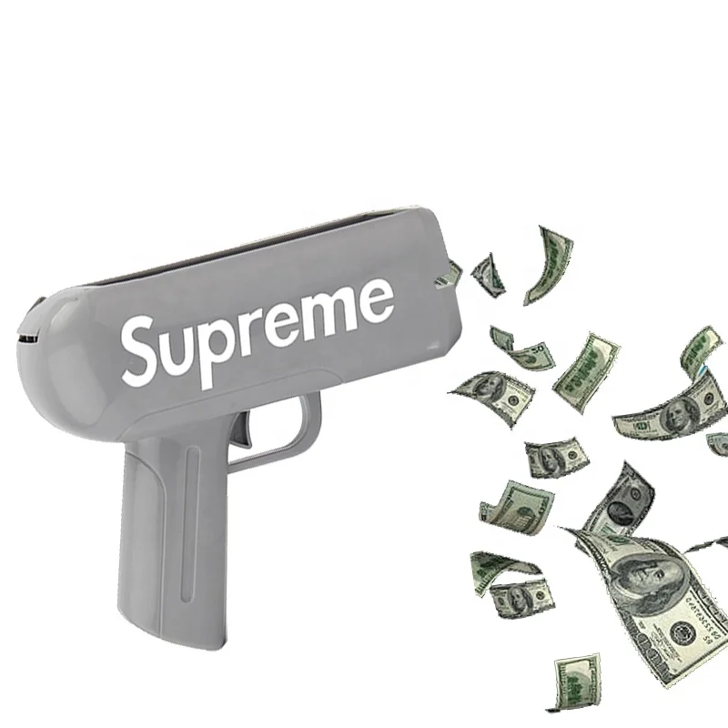 Custom Silvery Spray Machine Money Gun cash spray Shooter Cash Cannon Rain Flying Color Super Money Gun with 100pcs US dollars
