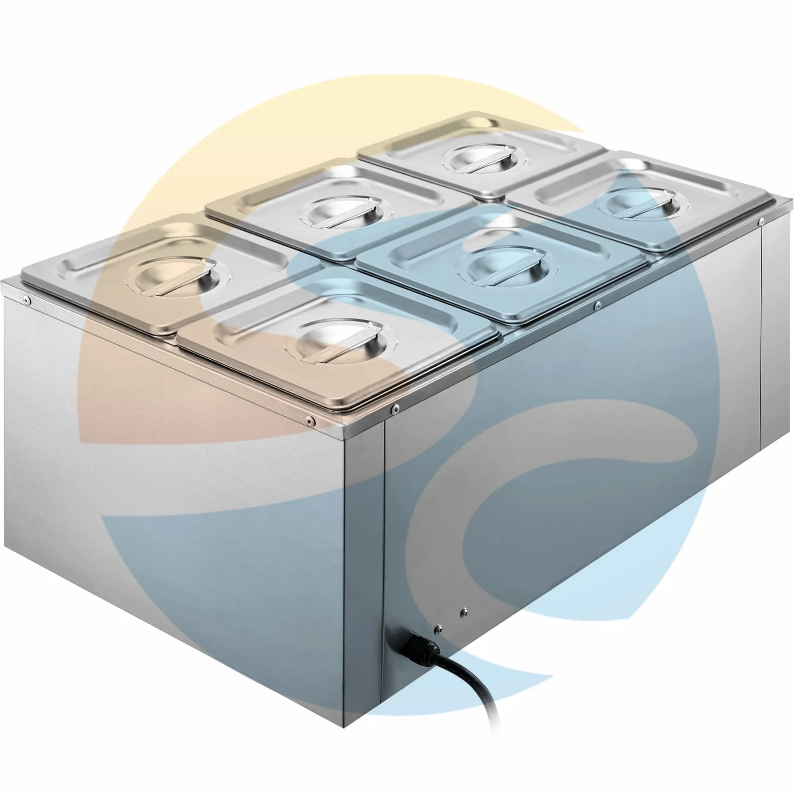 6 Tanks Commercial Bain Marie Food Warmer Electric Food Soup Warmer Stove Tabletop Stainless Steel Container Temperature Control