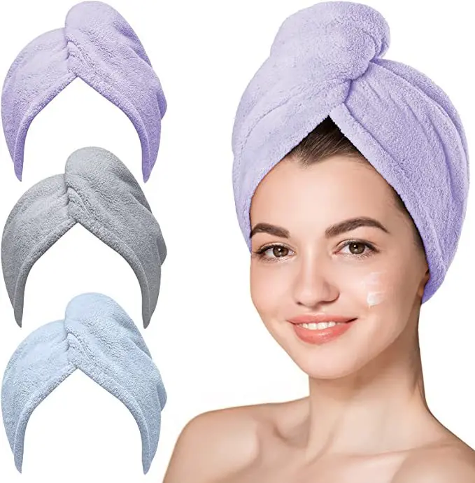 Wholesale hair turban towel quick dry absorption microfiber hair towel wrap