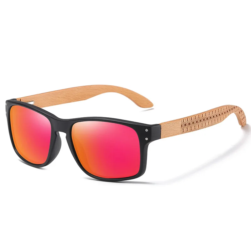 2024 Newest Wooden Polarized Sunglasses Men Women Driving Square Sunglasses Outdoor Bamboo Wood Riding Sunglasses Wholesale