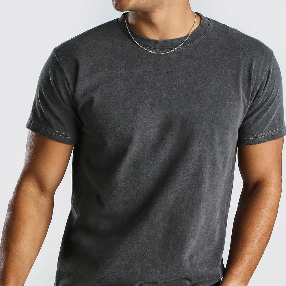 230g Washed Graphic Tee Shirt Custom Printed 100% Cotton Boxy Fit Blank Shirts Men Vintage Acid Wash Tshirt