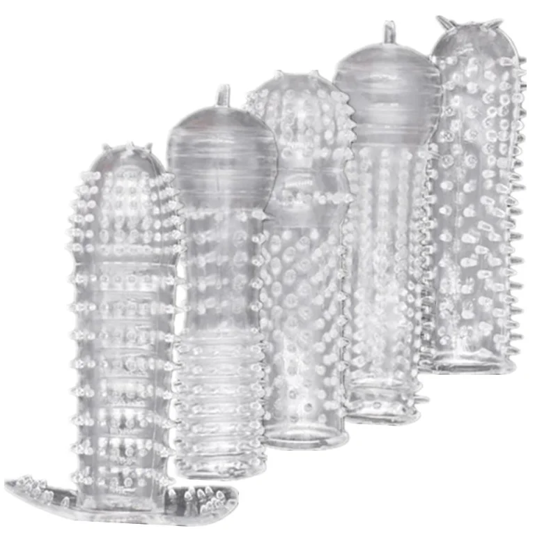 
Hot Selling Men TPE Crystal Reusable Extension Penis Sleeve Condom 
