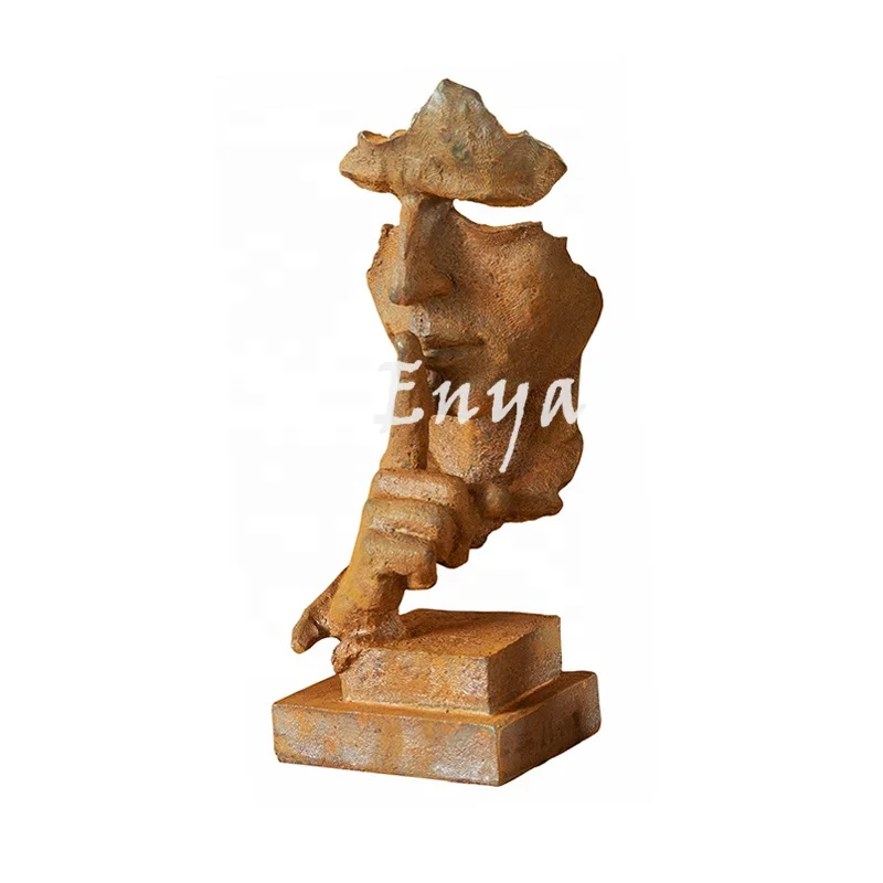 Modern Art European Silence is a Gold Ornaments Nordic Home Garden Cast Iron Ornaments Creative Abstract Face Sculpture Statue