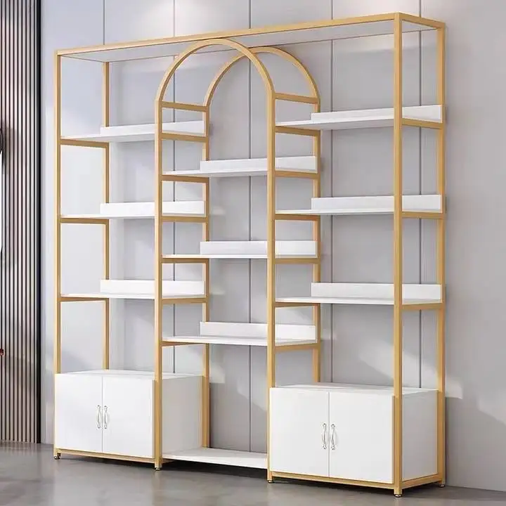 Customized C Beauty Shop Store Cosmetic Rack metal frame Shopping Mall Makeup Display Wall Shelf