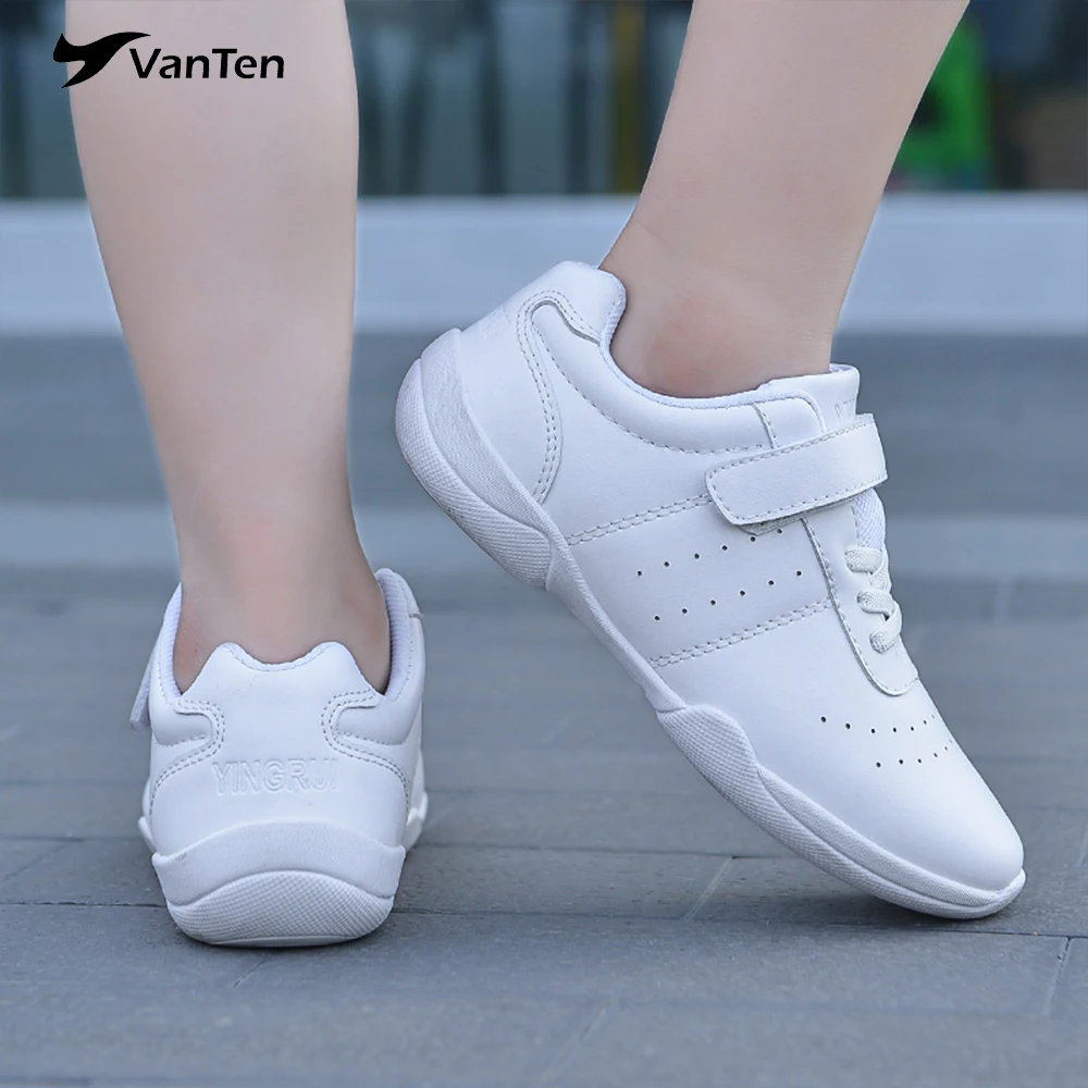 Customized White Comfortable Fashion Sport School Shoe Calisthenics Cheering Dancing Cheer Cheerleading Shoes for Girls Boys