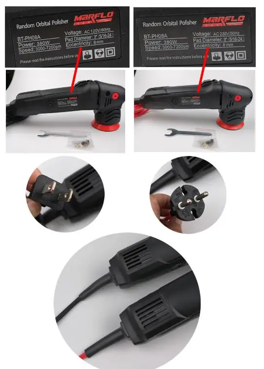 Marflo random orbital electric small hand car polisher machine