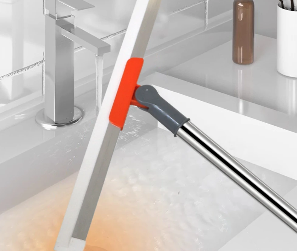 Multifunctional Silicone Broom Stainless Steel Floor Sweeping Tool Rotatable Wiper Scraper Telescopic