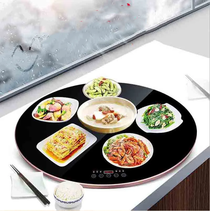 Rotating Food Insulation Warmer Board 300W Thermostat Electric Hot Plate Quick Defrosting Heat Conducting Plate Touch Screen