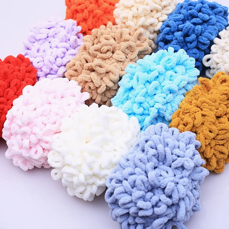 wholesale prices baby blanket 100% polyester chunky chenille fancy yarn for hand knitting