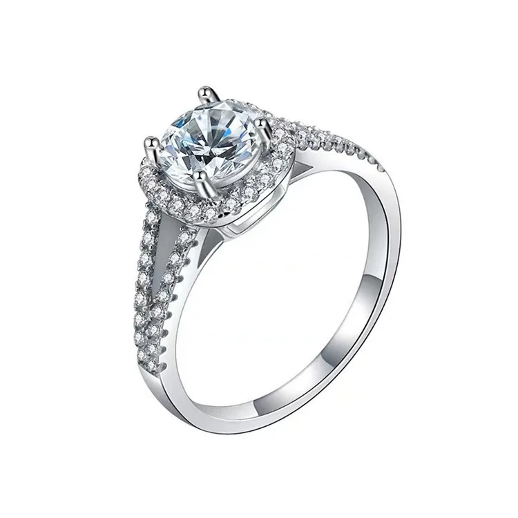 1/2ct Moissanite Ring For Women S925 Silver With White Gold Plated Bridal Ring Set Wedding Engagement Fine Jewelry