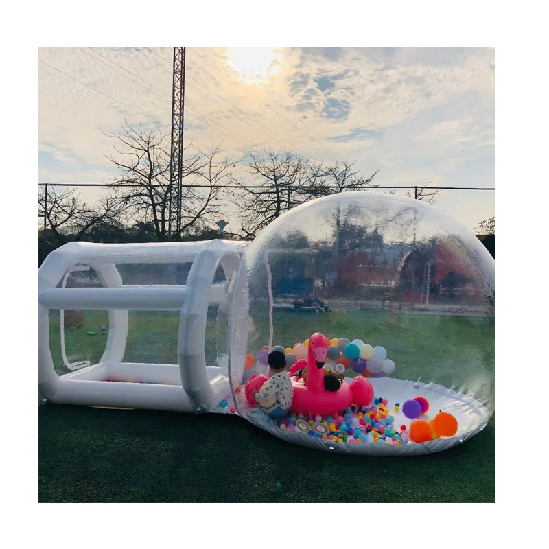 Inflatable bubble camping tent with tunnel clear inflatable lawn tent inflatable bubble tent