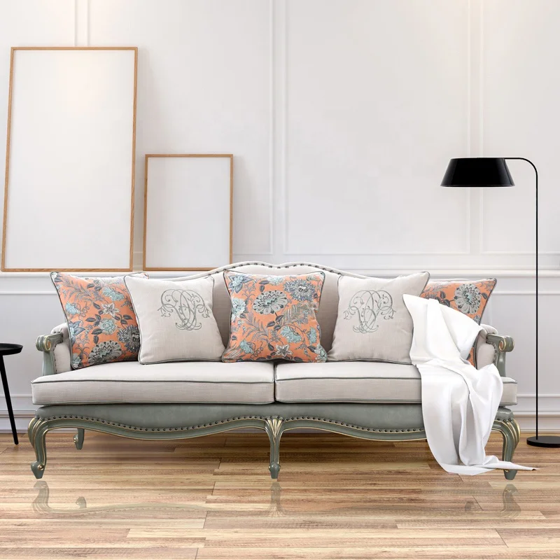Factory direct price  Antique Classic American Style Linen Fabric Living Room Sofa