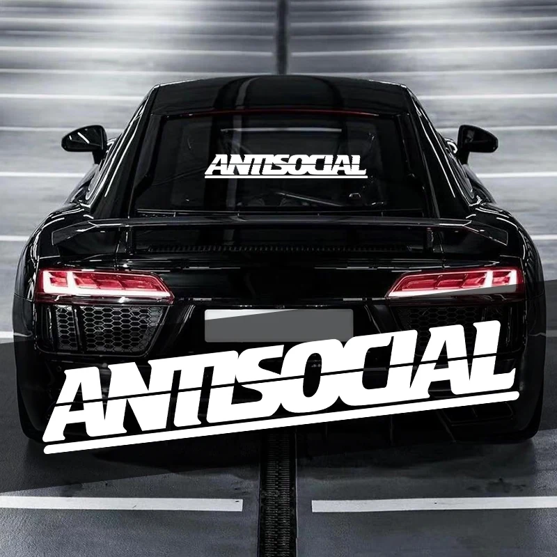 Antisocial Car Sticker Flag Windshield Banner Night Run Sport Competition Style Waterproof Sunscreen Decorative Vinyl Car Decal