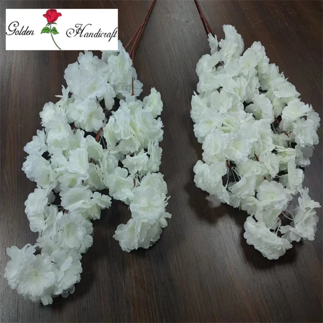 QSLH-IL002 Full leaves 3forks cherry blossom branches without green leaf tree decoration