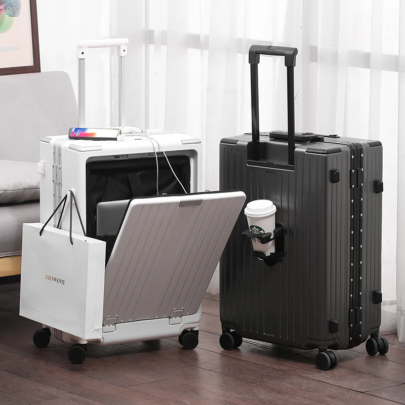 Business aluminum frame luggage suitcase with universal wheel opening 20/24 inch password travel luggage suitcase