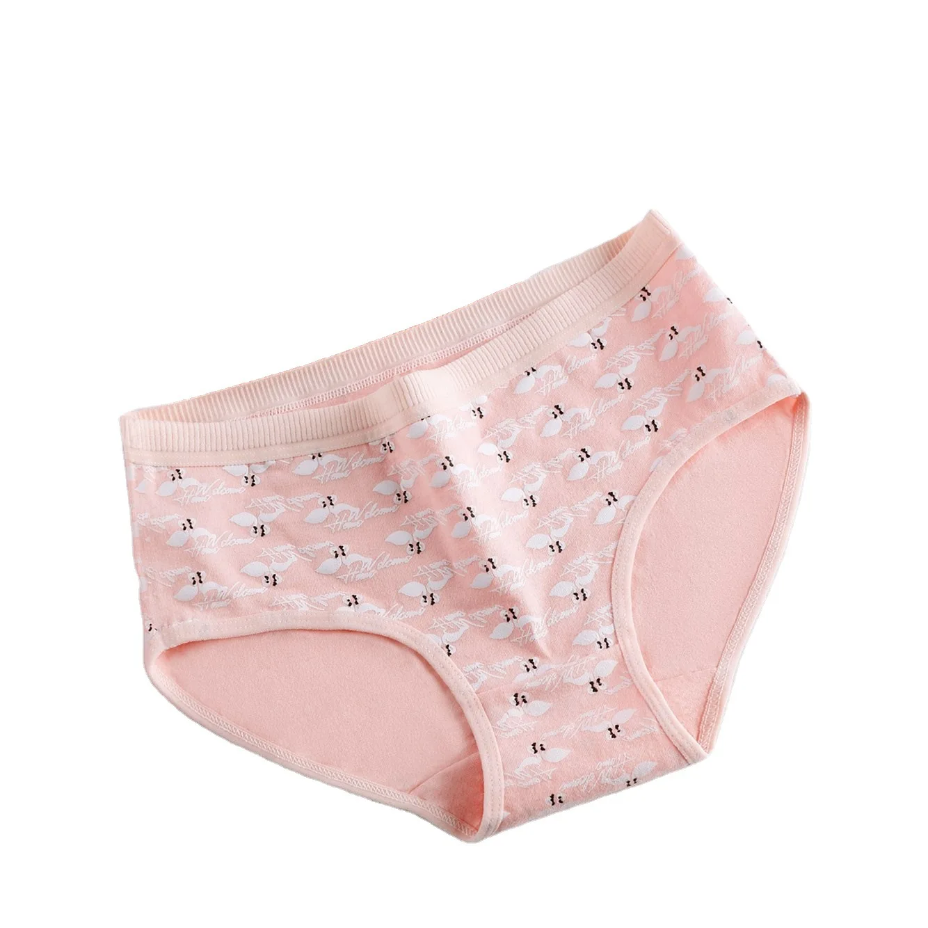  Middle Waisted Flamingo Cartoon Pattern Underwear Cotton Panty Briefs For