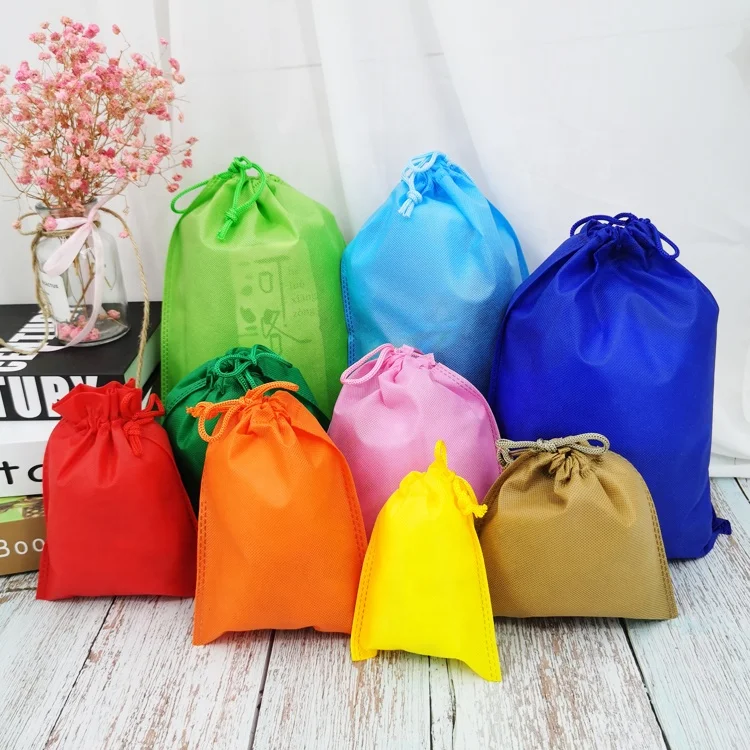 Hot Sale Custom Logo Size Dust Proof Storage Non-woven Rope Bag Non Woven Drawstring Gift Bag