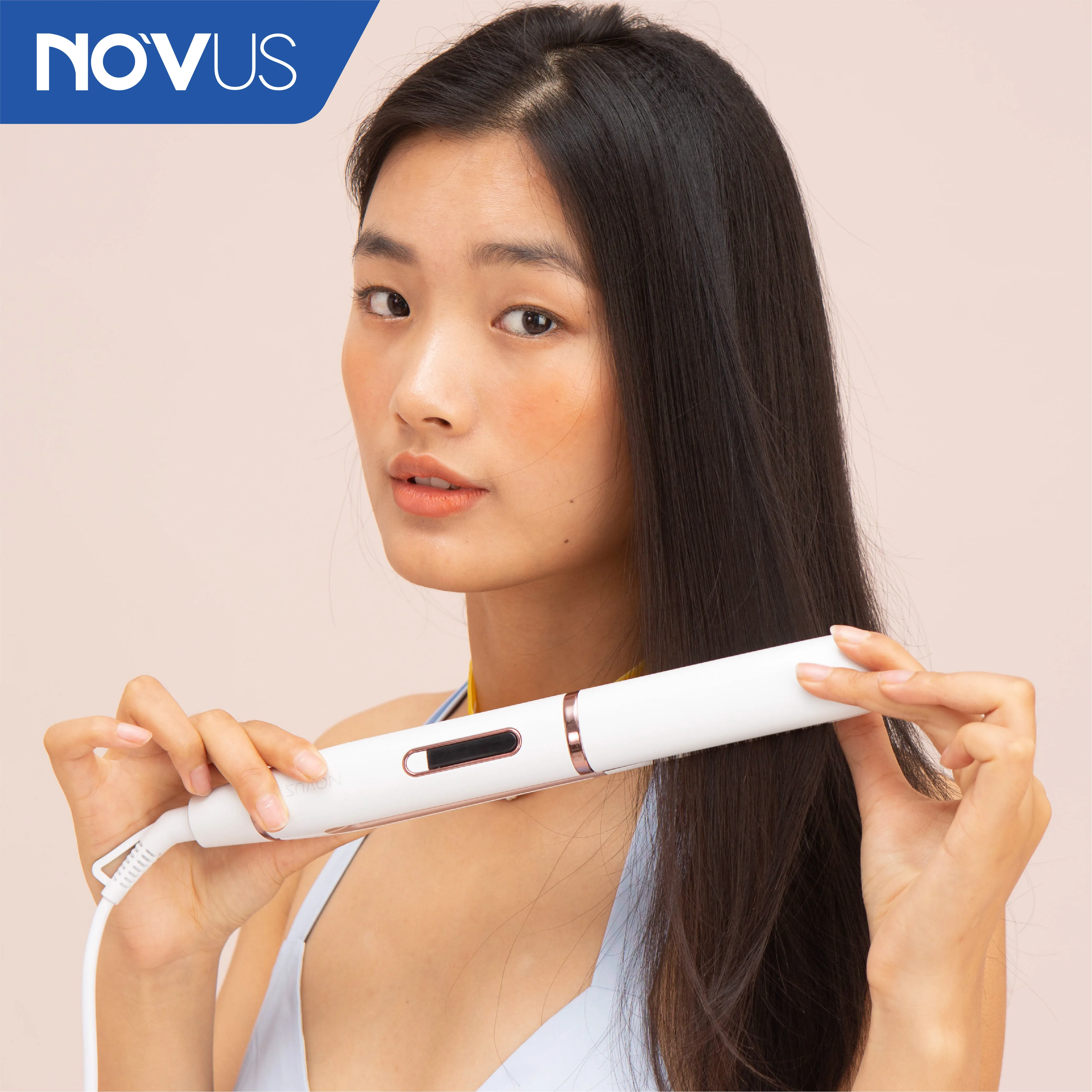 NOVUS Customised Straighteners 2 in 1 Hair Straightener and Curler Led Temperature Flat Iron Hair White Style