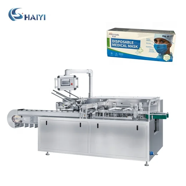 Face mask packing carton box sealing cartoning machine fully automatic