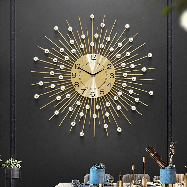  Home Decor Luxury Diamond Clock Creative Iron Art Metal Crystal