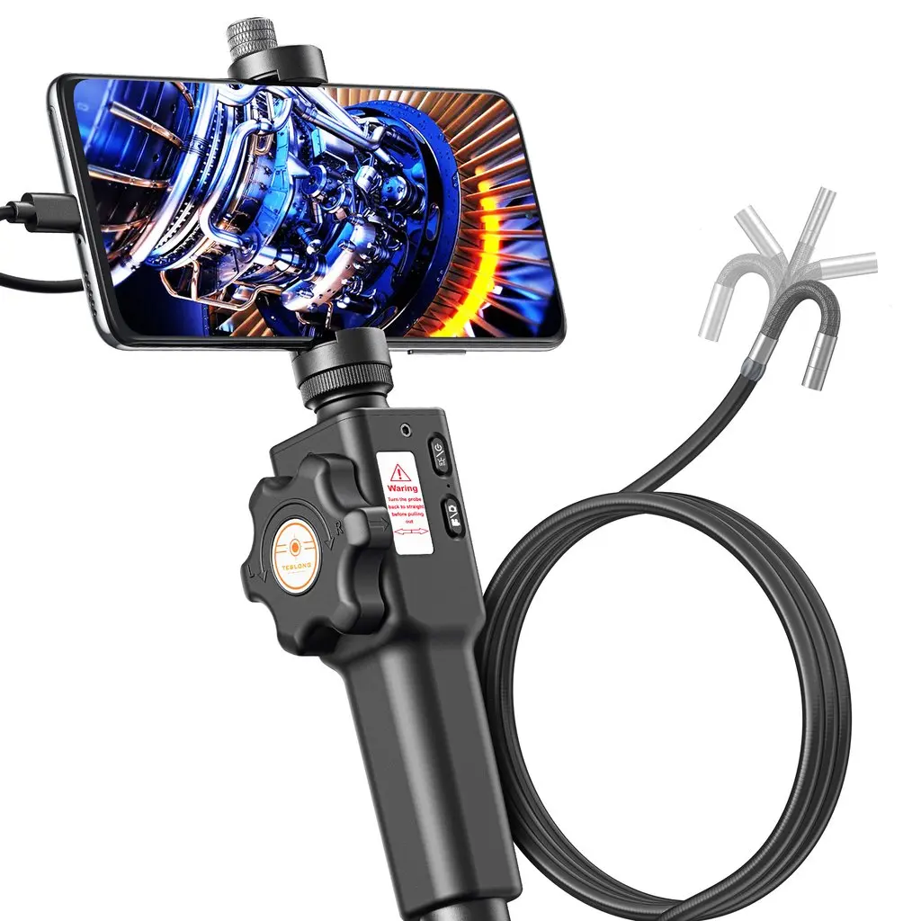 Teslong USB Articulating Endoscope 2.0MP HD Borescope Inspection Camera With Two-Way 180 Degree Articulating Probe Pipe Camera