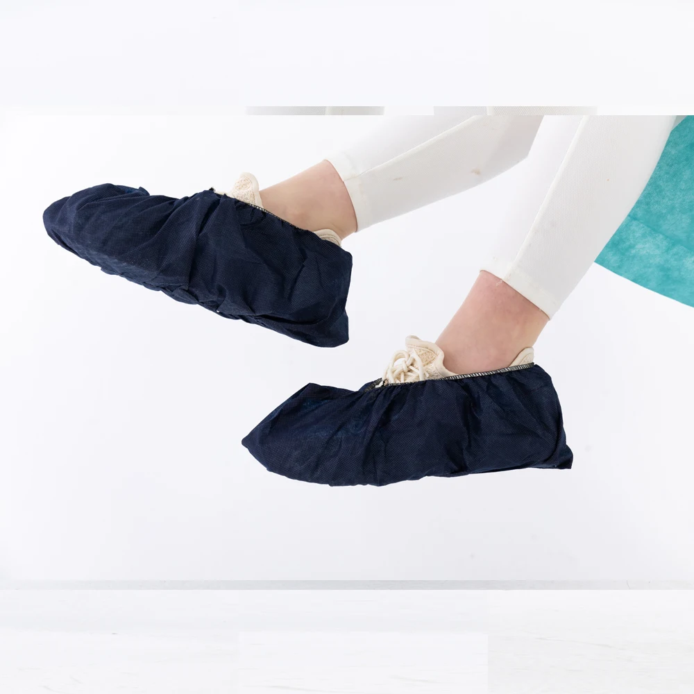 Black Non-slip Disposable Polypropylene Shoe Covers Free CE Medical Materials & Accessories 3 Years 40 Gsm Non Sterile Class I
