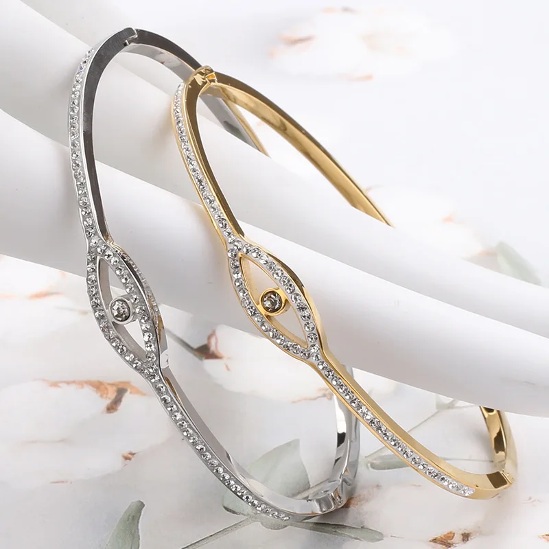 Нержавеющая сталь 18k позолоченный бриллиантовый Кристалл Кубический цирконий дьявол браслеты