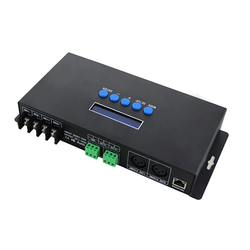 BC-216-V2 DC5V-24V ArtNet/sACN(E1.31) в SPI/DMX пиксельный светодиодный контроллер света выход 16 портов