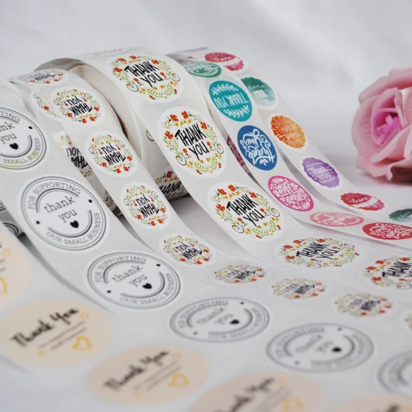 Custom Design Circle  Logo Packaging Thank You Stickers For Small Business shipping label printer