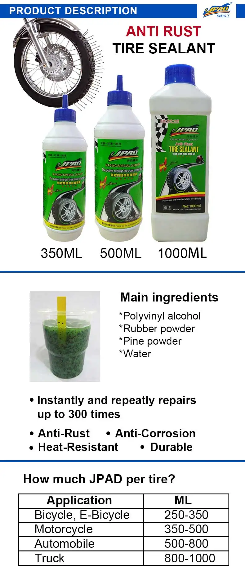 customize 1000ml Motorcycle Tubeless Tire Sealant Liquid hot sales Bike Tire Repair Anti Rust Tire Repair Sealant for Africa