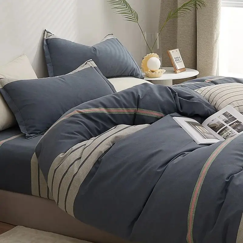 Stripe Comfortable High Quality Cotton Quilt Cover Polyester Bed Sheets Soft Summer Quilts Bedding Sets