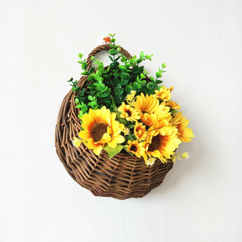 Wall Decoration Wicker Flower Basket Wicker Flower Pot Wall Hanging Basket Artificial Flower Hanging Basket