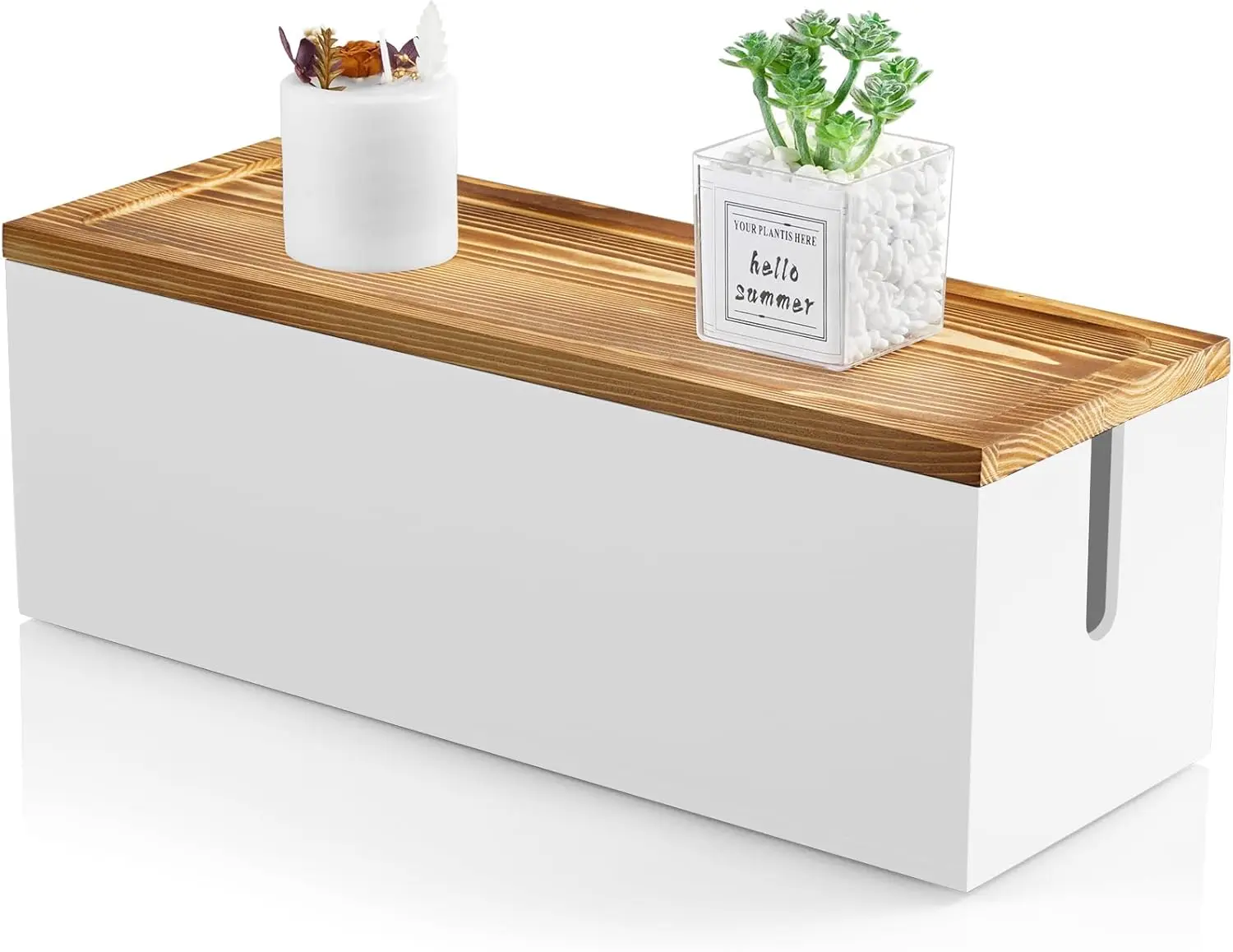 Extra Large Cable Management Box Wooden Cord Organizer Box for Under Desk TV Computer Router to Hide Cords for Home