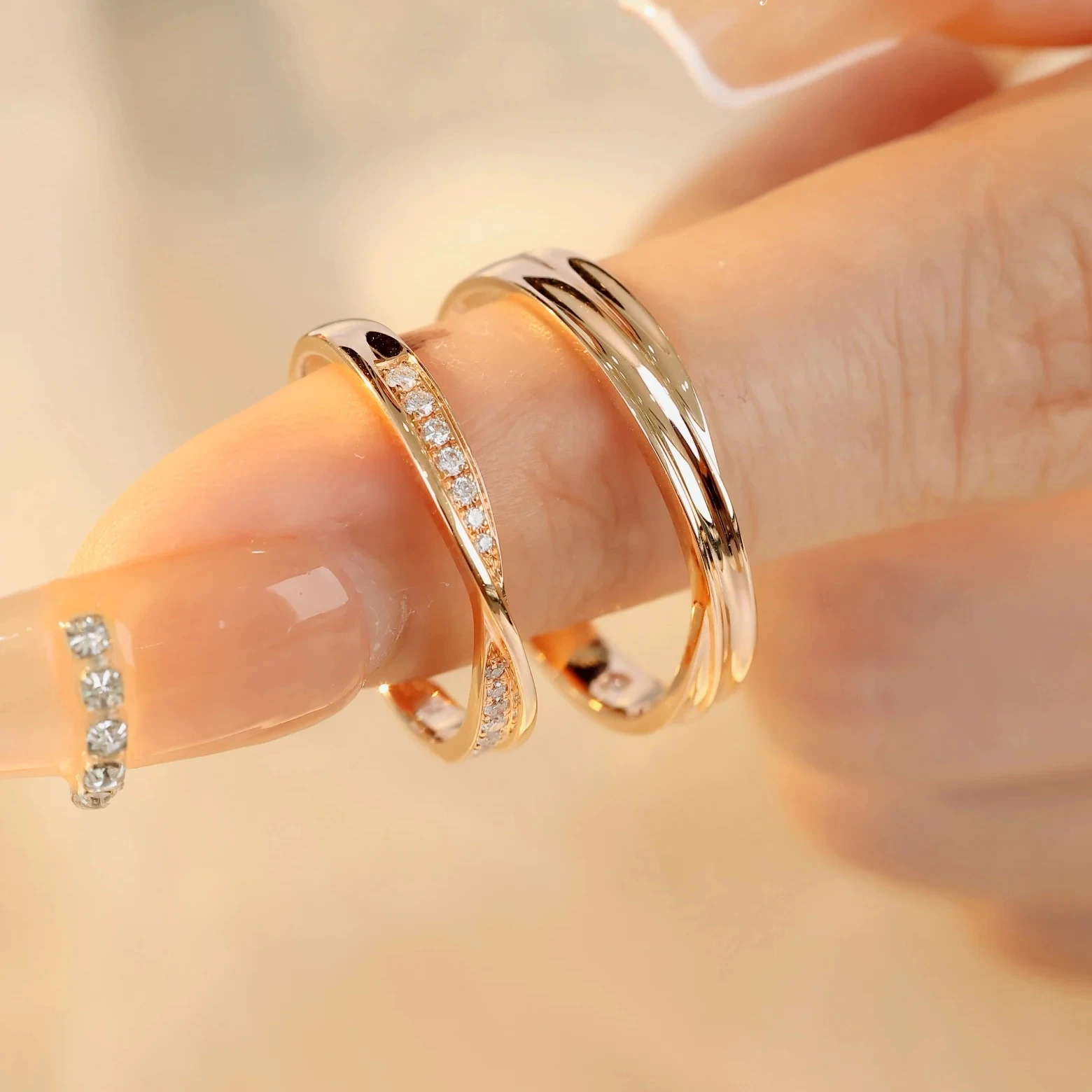 H&F Wholesale Men Wedding Band White Gold 18K 14K 10K Real Gold Couple Wedding Ring Natural Diamond for Couple