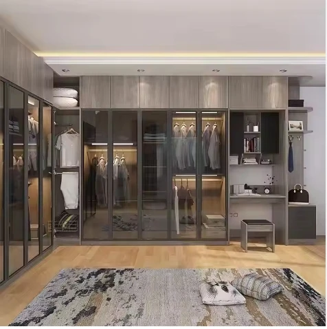 wholesale modern design luxury villa wardrobe storage customized wardrobe bedroom furniture Home walk-in closet glass wardrobe