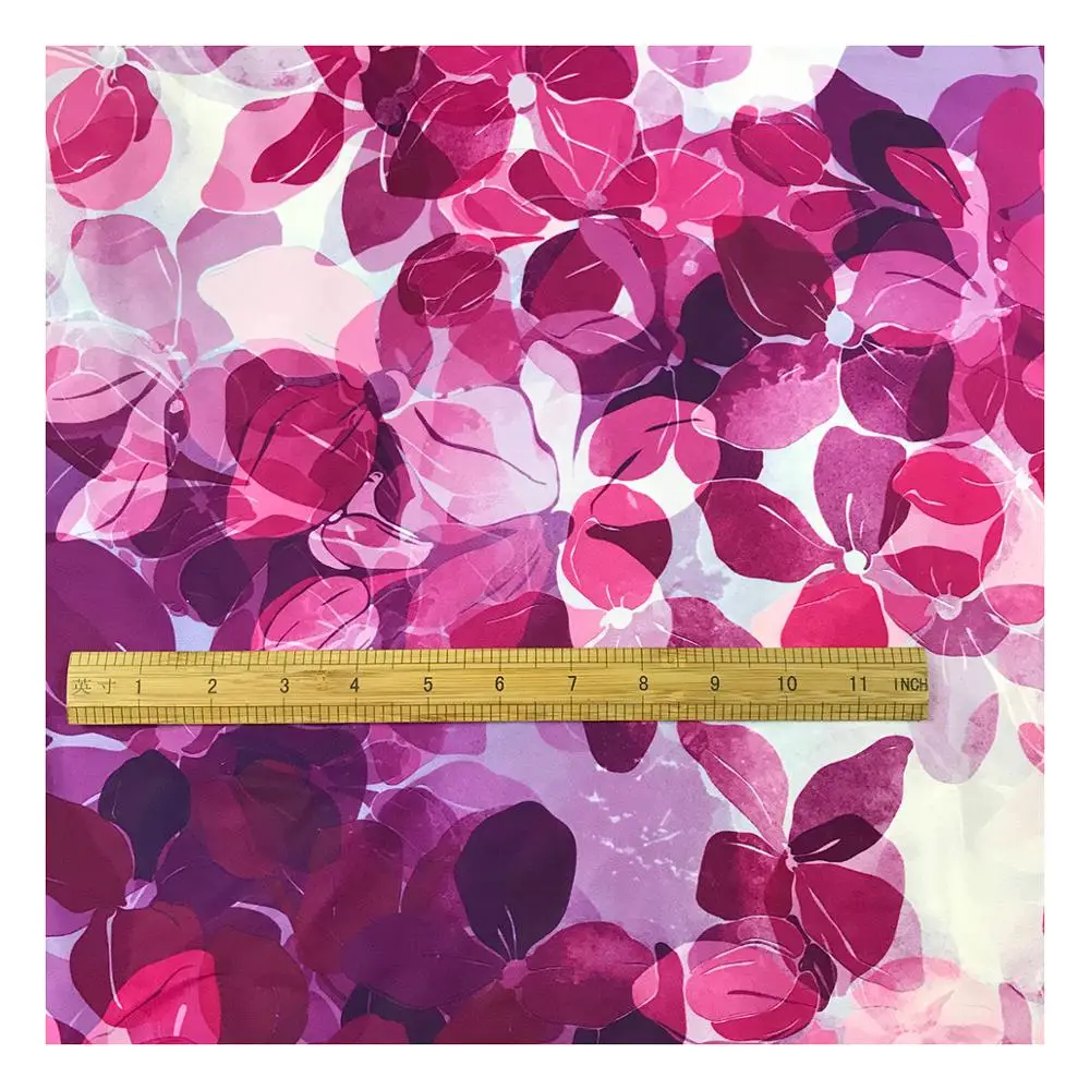 The factory outlet silk satin stretch with custom digital printing fabric for dresses