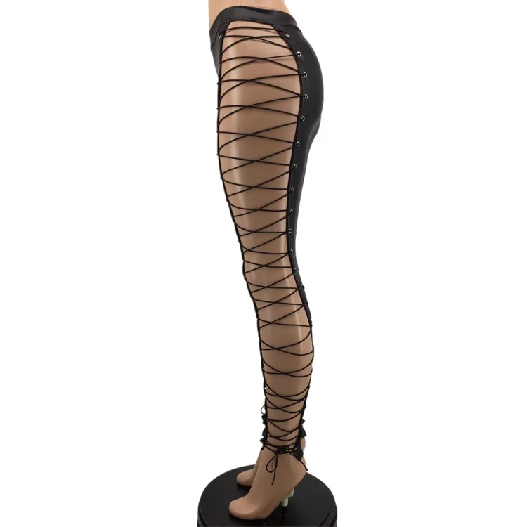 
Trendy Women Clothing 2021 Sexy High Waists And Corn Bound Leather Women Pants 