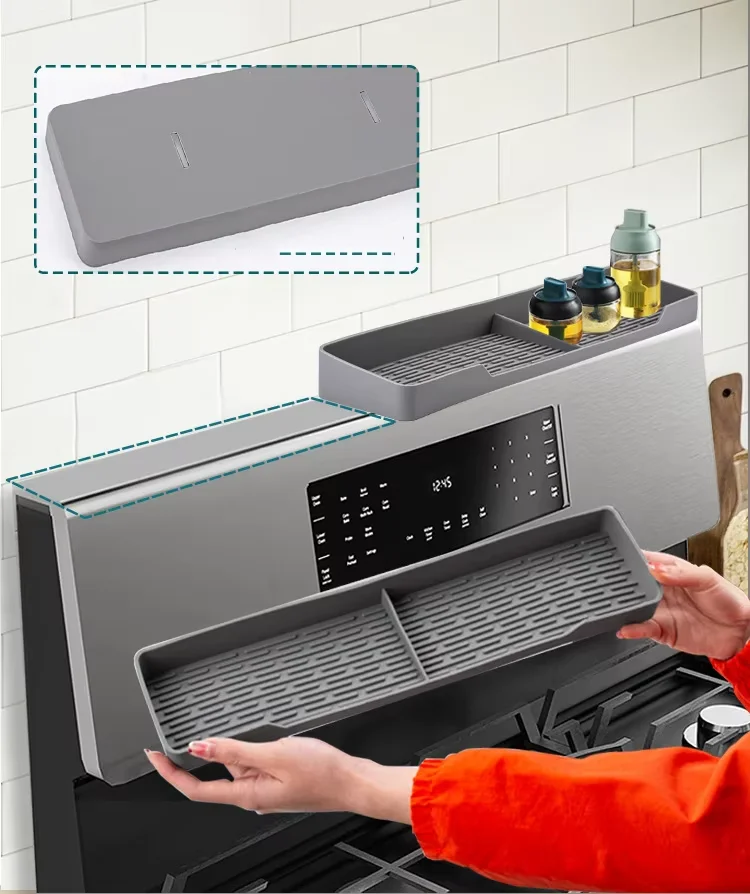 New Products Silicone Storage Holders Racks Kitchen Organizer Over The Stove Spice Rack Magnetic Stove Top Shelf