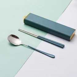 Customized outdoor tableware Travel Camping Spoon Fork Chopstick Set stainless steel 304 Portable Cutlery with case