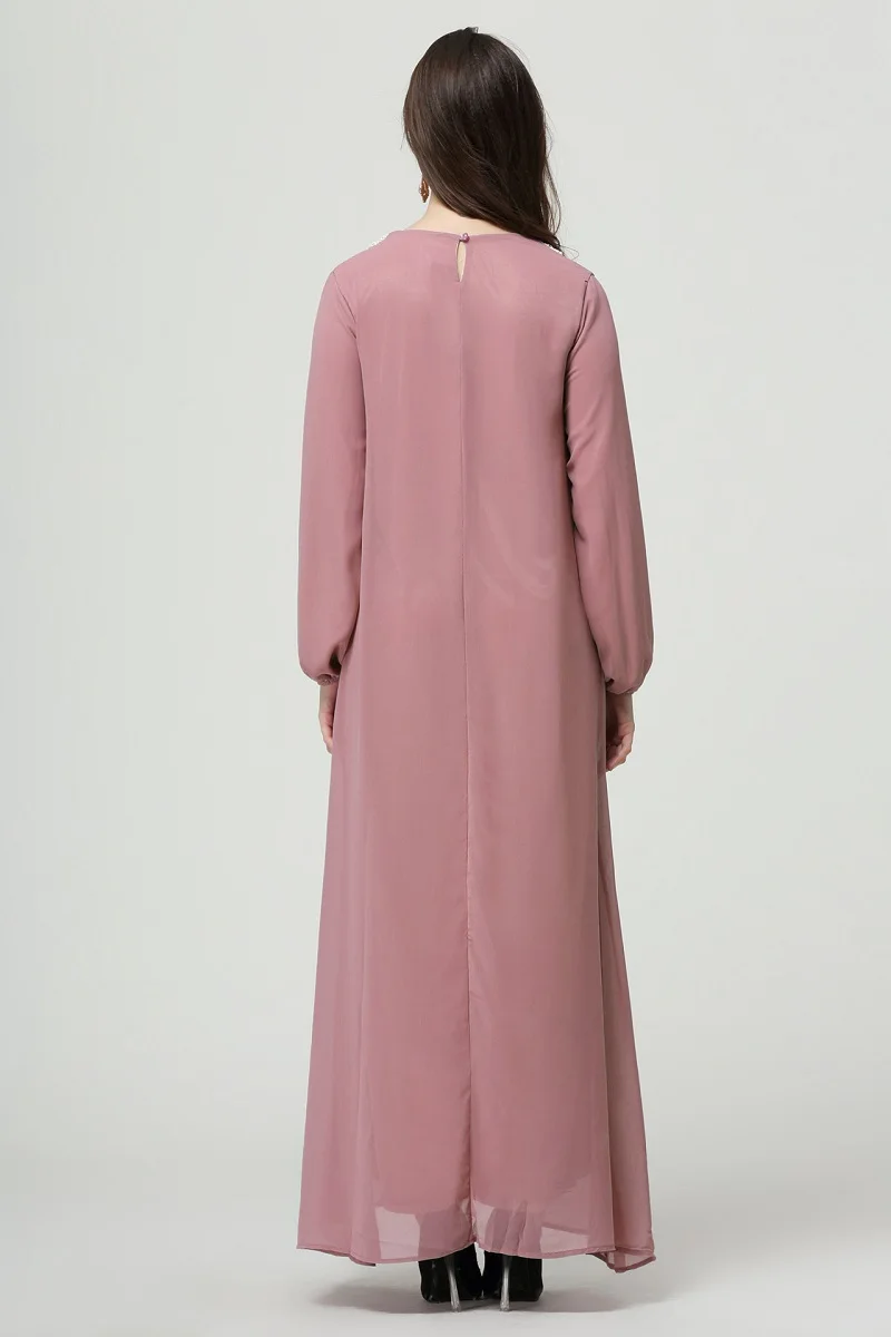 Amazon hot sell white lace dubai abaya muslim chiffon dress hot sale muslim dress fashion middle east chiffon abaya