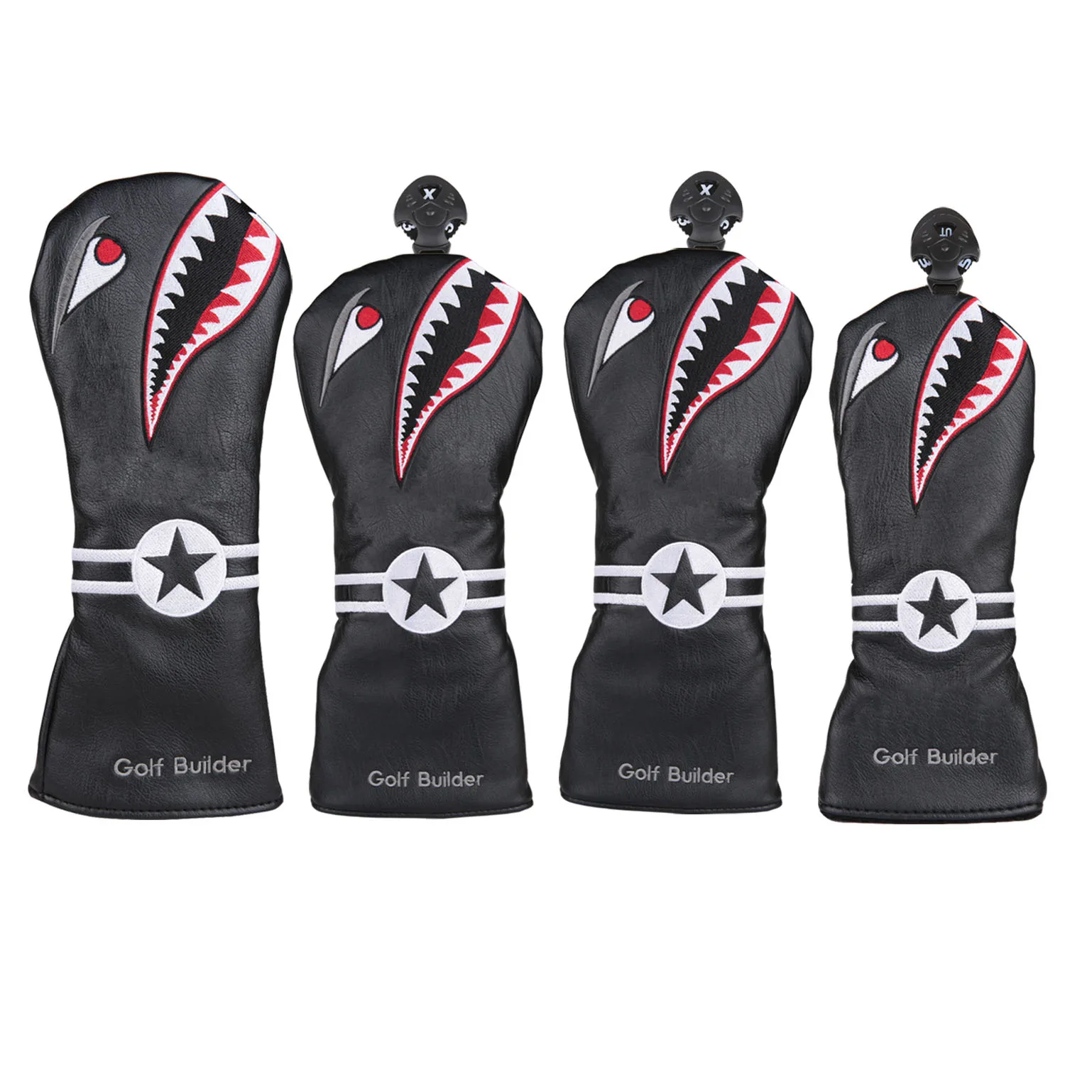 Golf Builder Black Shark Golf Wood Head Cover for Golf Driver Fairway Hybrid FW UT 3PCS/SET
