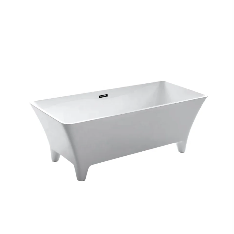 Oumeiga tall foot acrylic repairable soaking bath tub luxury solid surface bathtubs in bathroom for adults