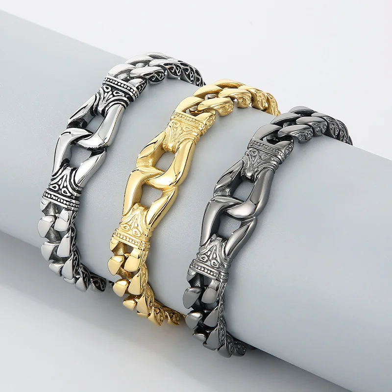 Stainless steel jewelry wholesale retro bracelet men wholesale new European and American fashion titanium steel bracelet