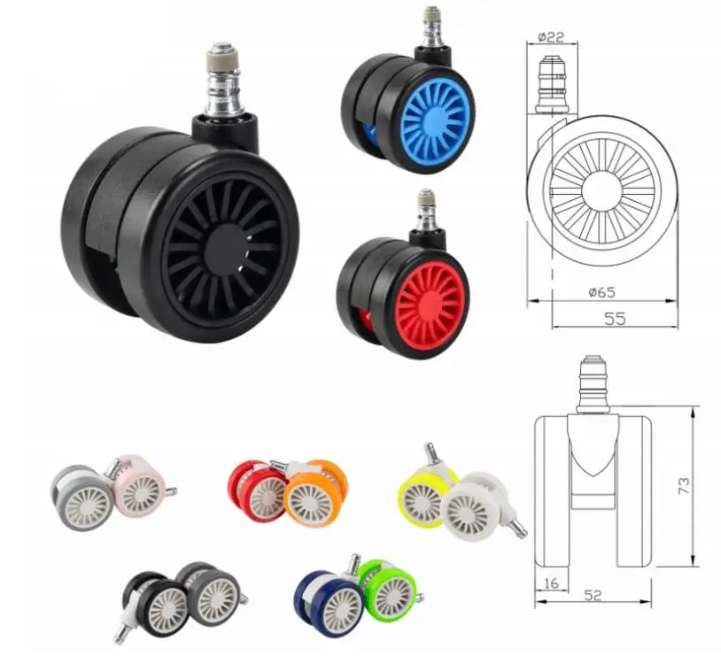 1.5 inch 2 inch Rubber Swivel Office Chair Caster Furniture Castor Caster