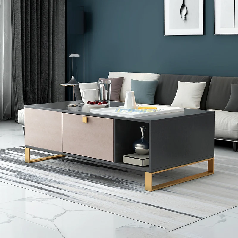 Tea Table TV Cabinet Combination Light New Furniture Floor Cabinet Luxury Economy Postmodern Simple Living Room Small Family