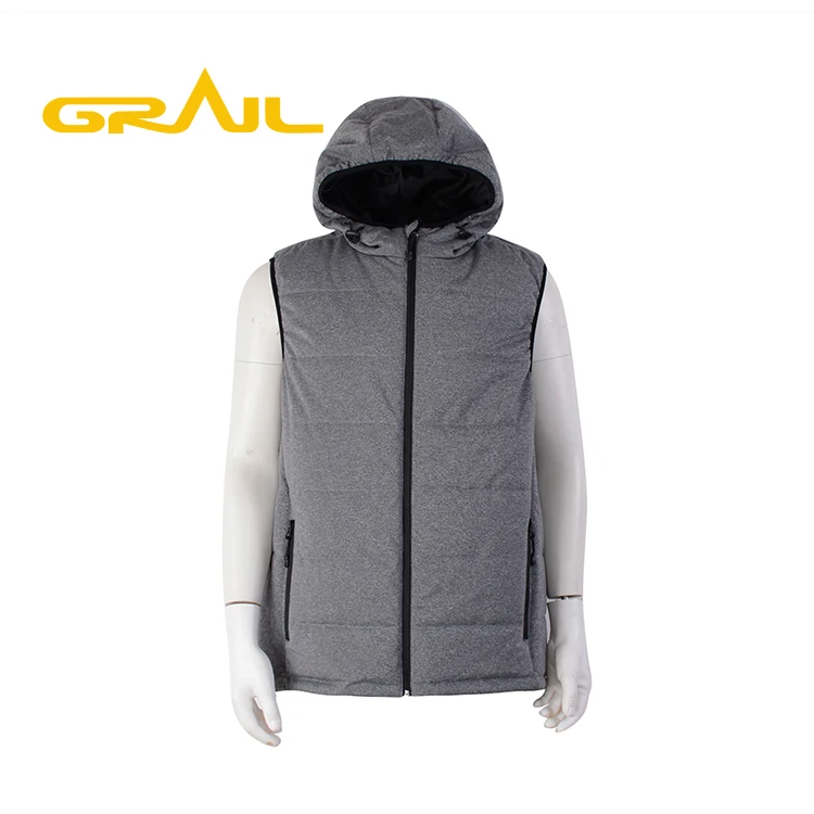 Classic zipper design sleeveless hoodies polyester gray softshell work clothes vests winter men