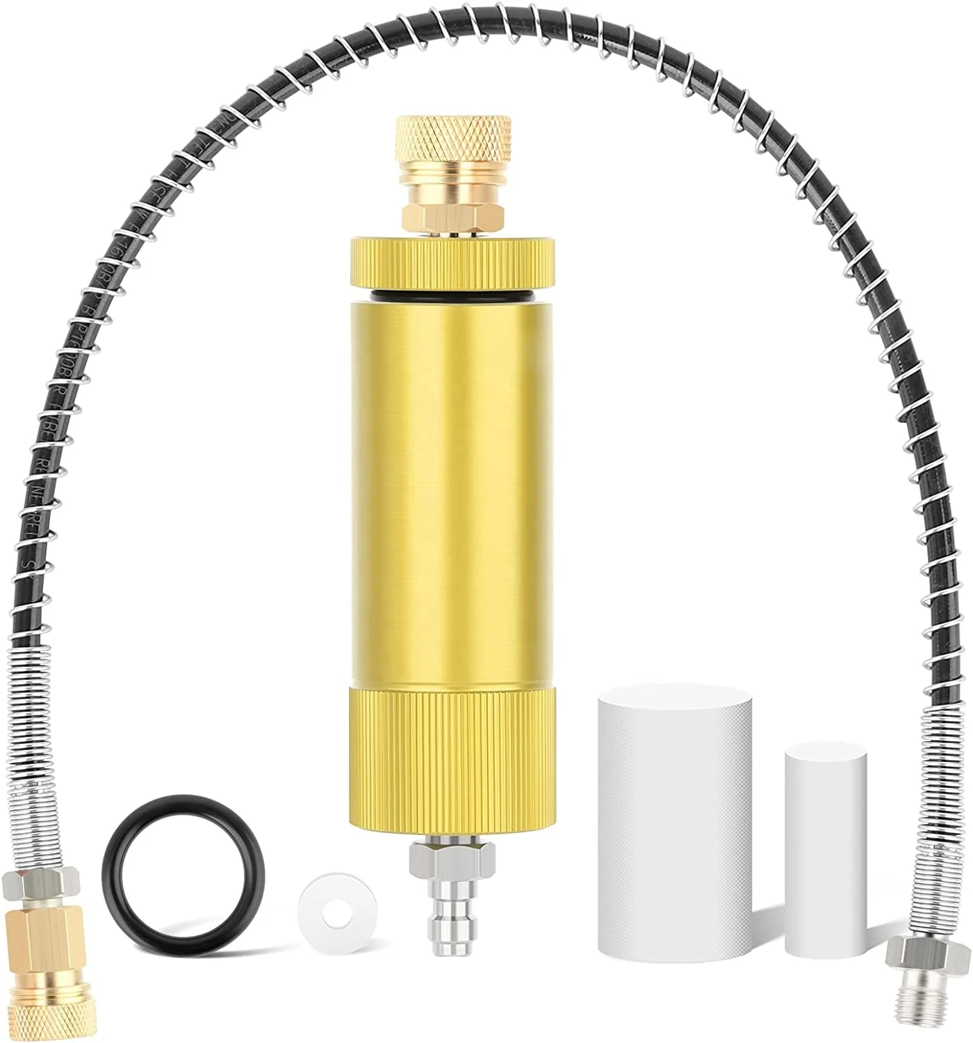 30Mpa Water-Oil Separator With 20 inch Spring Flexible Hose and 8MM M10 Fast Connecting Internal Thread Mother Head