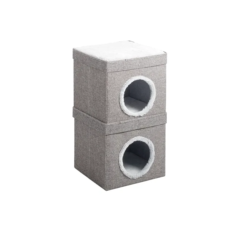 wholesale luxury pet home 6 styles plush cat bed foldable cat bed house pet furniture house with scratching pad