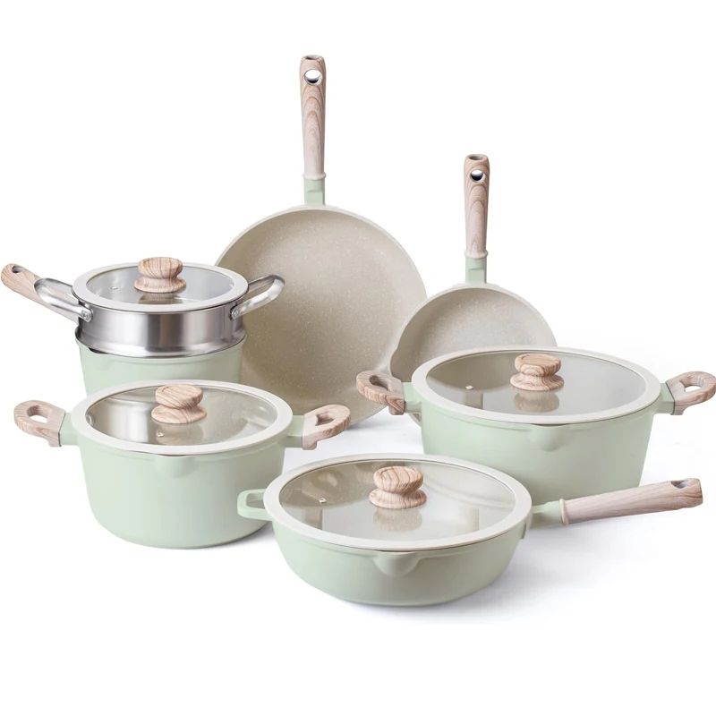 Non stick Classical aluminum casserole cookware soup pot sets with Silicon Lid Kitchen Cooking Pot for Home Use